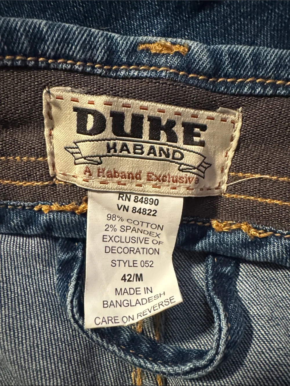 Duke Haband Classic Jeans Mens 42m Straight Leg Blue Denim Pants